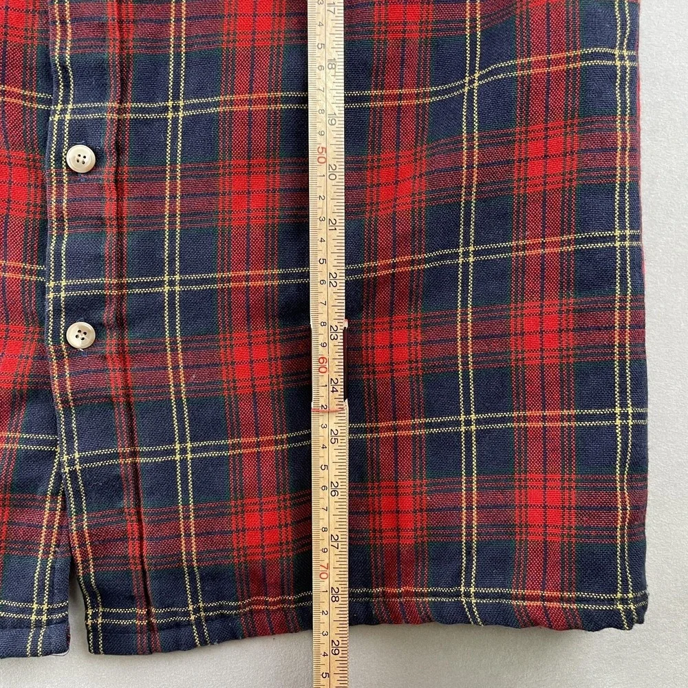 Vintage Tarleton Jacket Mens M Red‎ Navy Plaid Flannel Quilted Lined Padded 90s